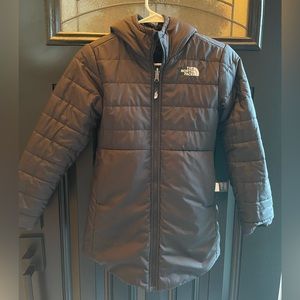 Girls black, reversible, North Face winter coat.